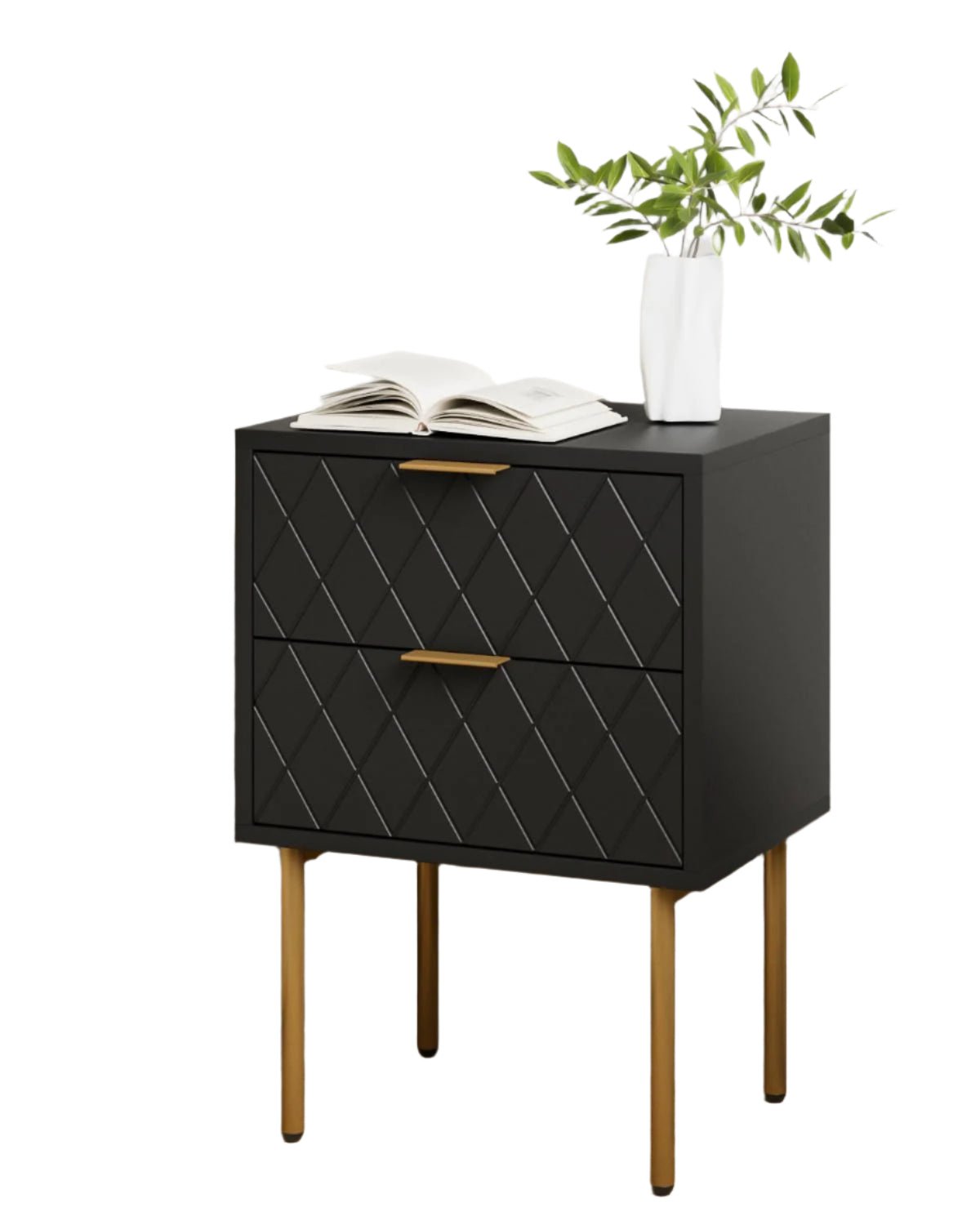 Aienvey Black Nightstand - From Where - 
