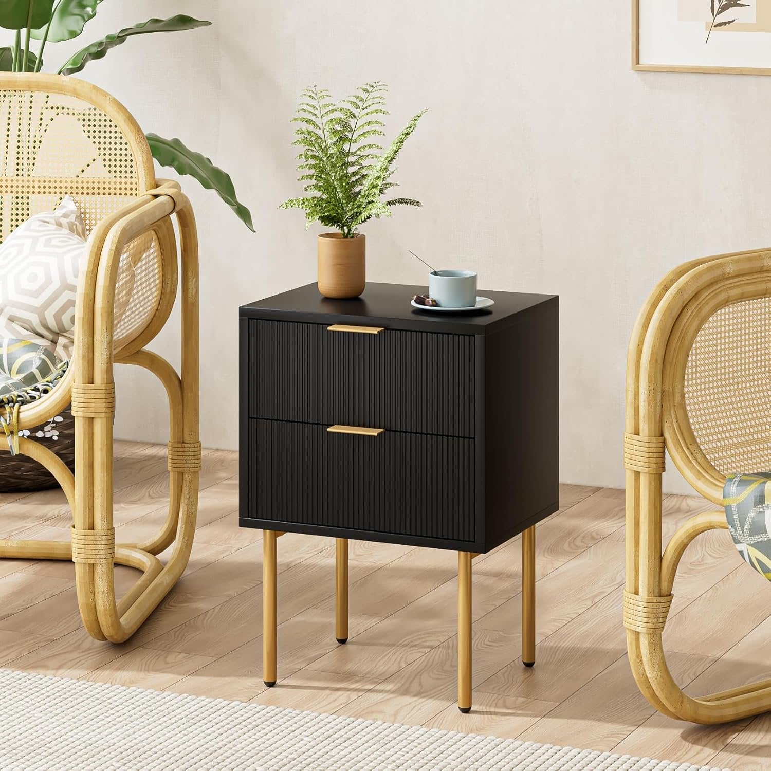 Aienvey Black Nightstand - From Where - 