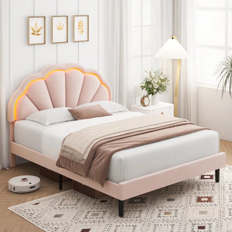 Aisaiah Velvet Upholstered Platform Bed - From Where - 
