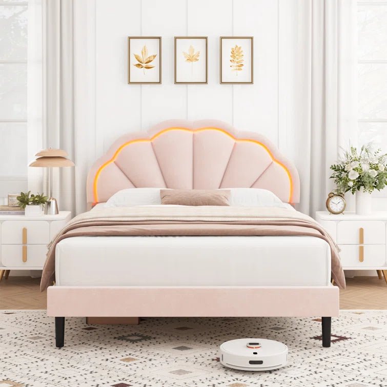 Aisaiah Velvet Upholstered Platform Bed - From Where - 