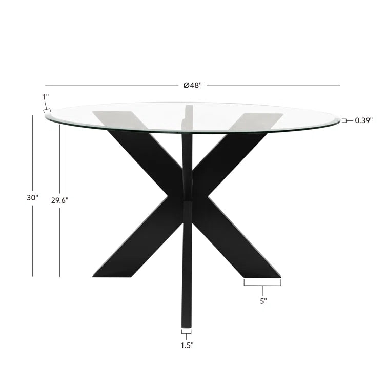 Alejoa 48" Round Glass Top Dining Table - From Where - 