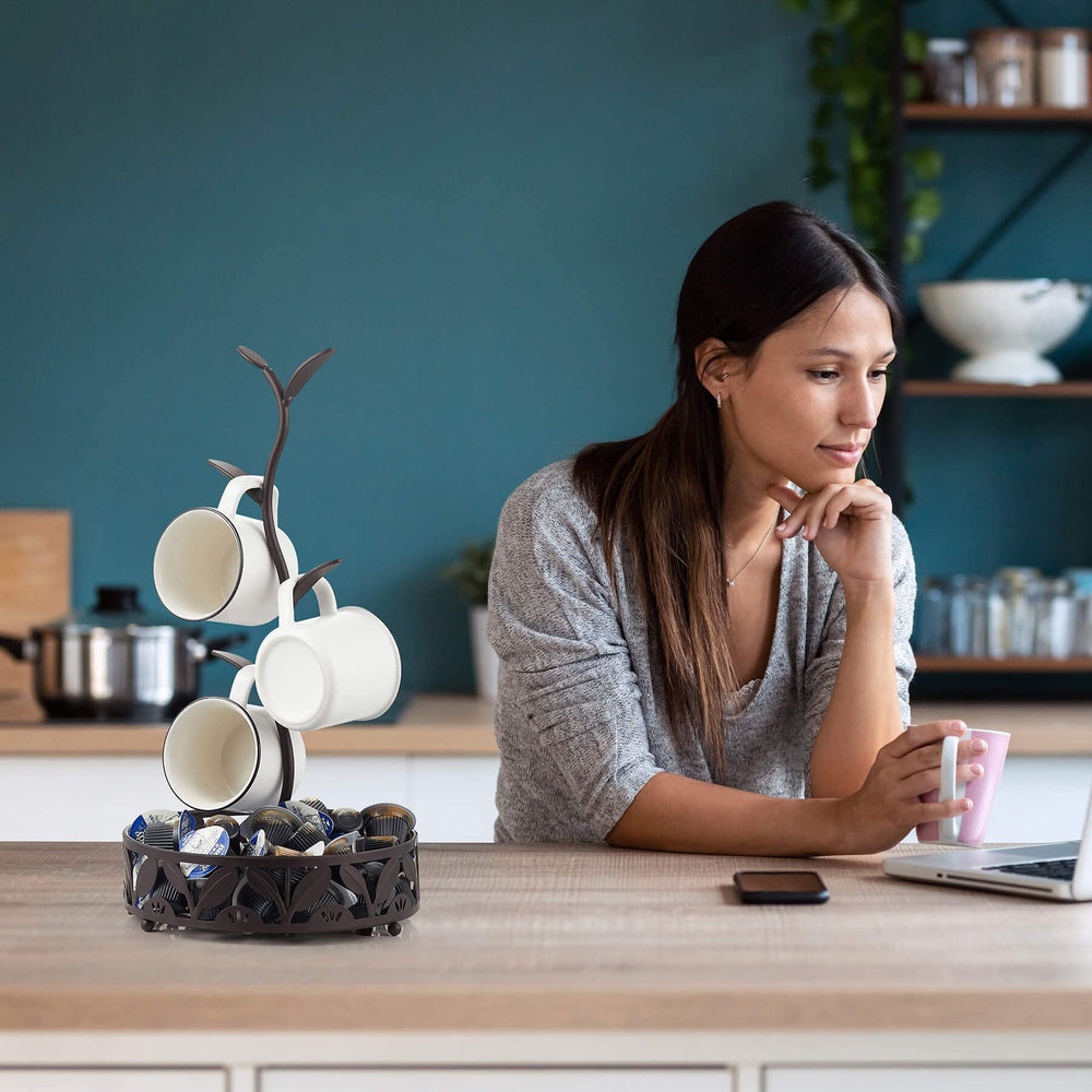 ALLCENER Mug Holder Stand, Countertop Mug Tree, Coffee Pod Holder with Mug Rack, Coffee Counter Bar Accessory &amp; Kitchen Organizer - From Where - 