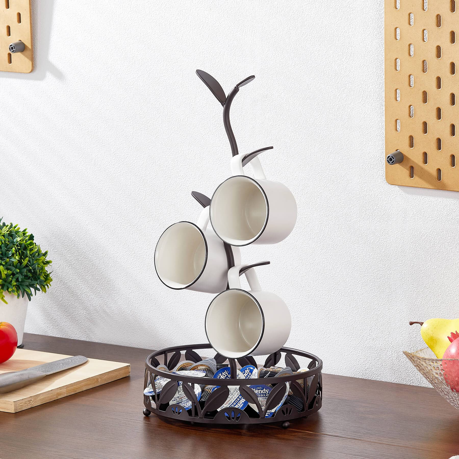 ALLCENER Mug Holder Stand, Countertop Mug Tree, Coffee Pod Holder with Mug Rack, Coffee Counter Bar Accessory & Kitchen Organizer - From Where - 