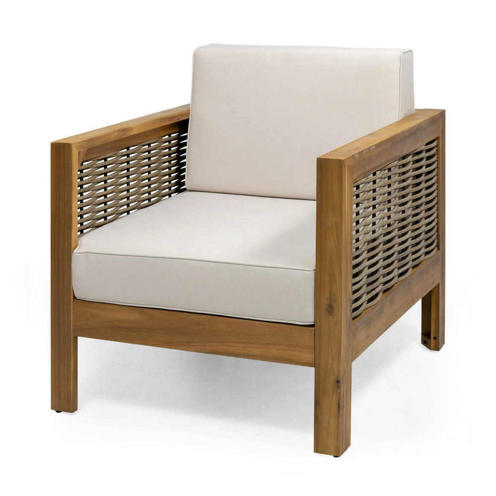 Allegra Acacia Wood and Wicker Club Chair - From Where -
