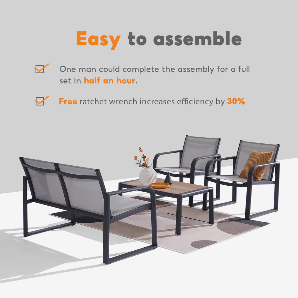 Aluminum 4 - Piece Conversation Set - From Where - 