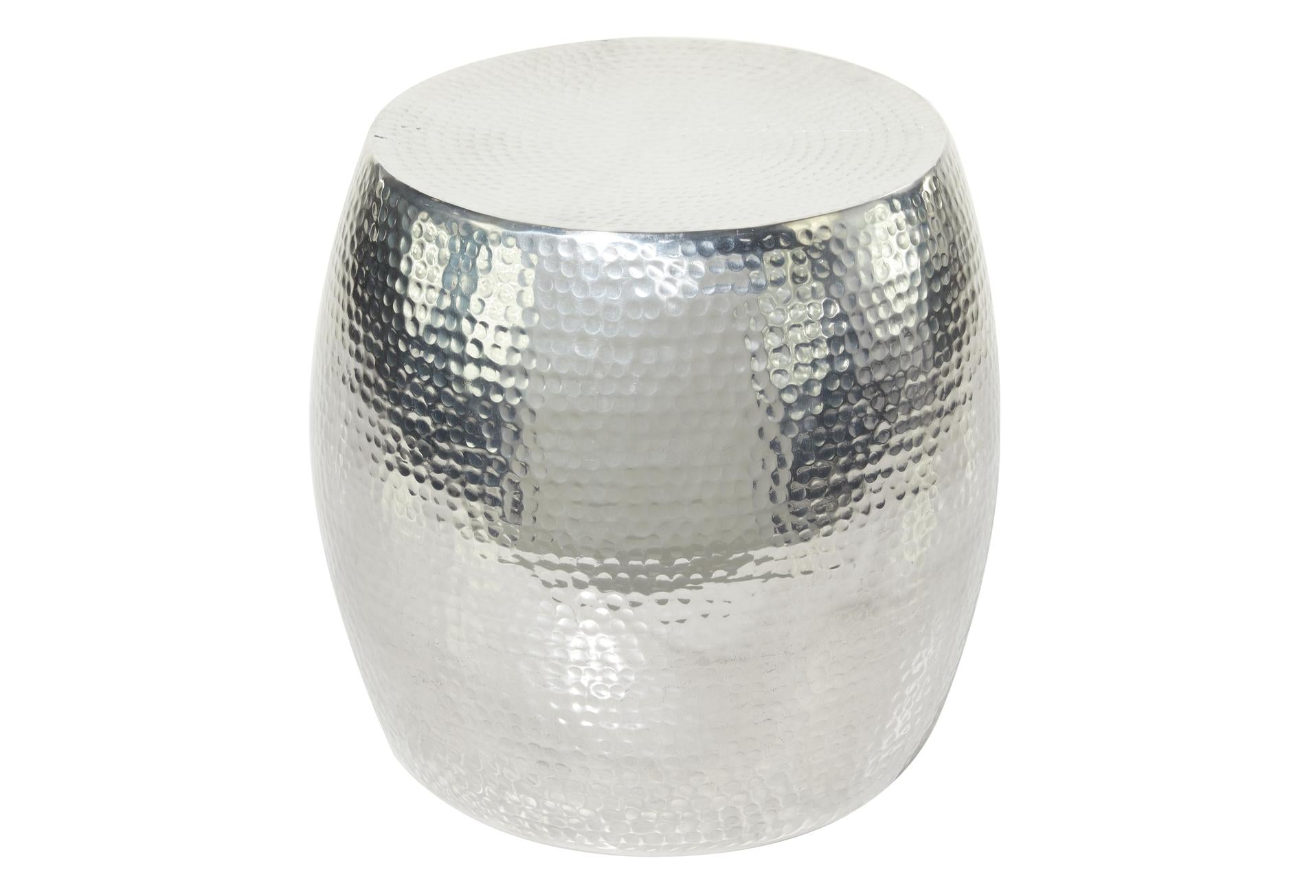 Aluminum Hammered Metal Round Stool - From Where - 