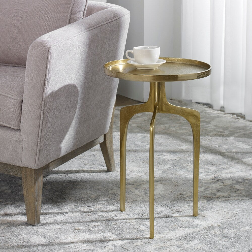 Aluminum Round Gold Accent Table - From Where - 