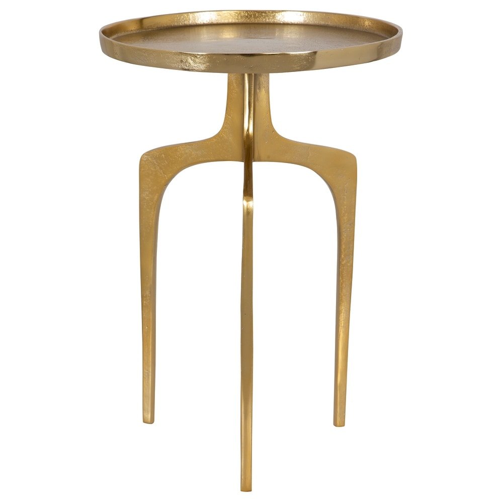 Aluminum Round Gold Accent Table - From Where - 