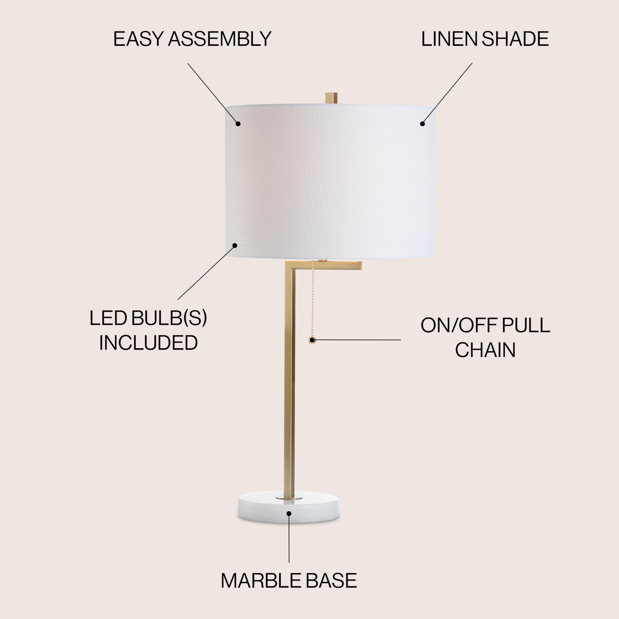 Alyssa 24.5" Metal/Marble Table Lamp - From Where - 