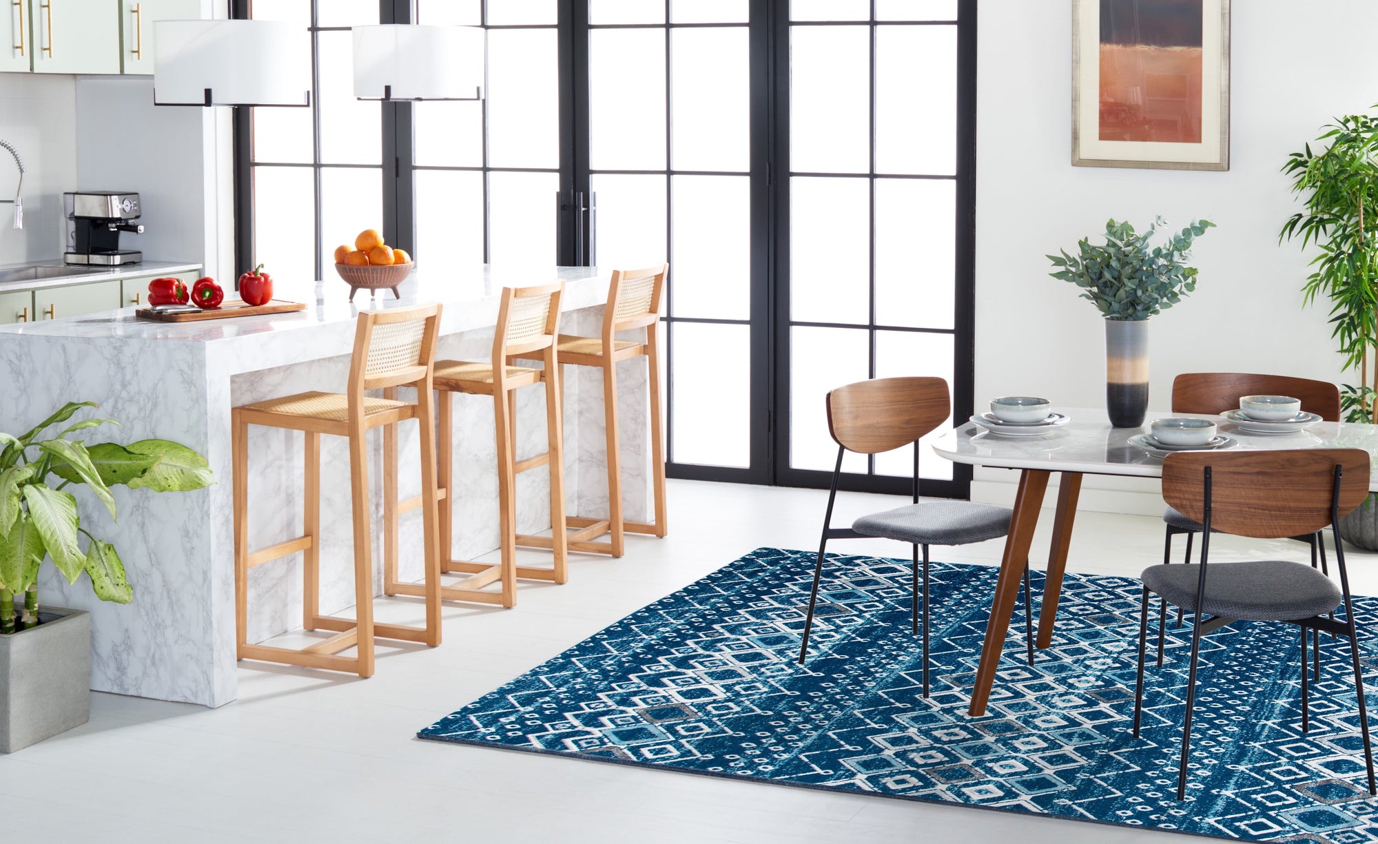 Amsterdam 5x8 Navy Beige Area Rug - From Where - 