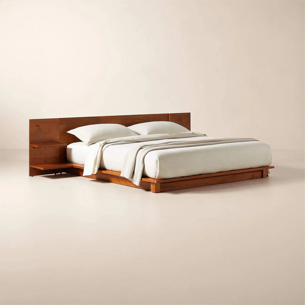 Andes Acacia Wood Platform Bed with Nightstands - From Where Finds - 