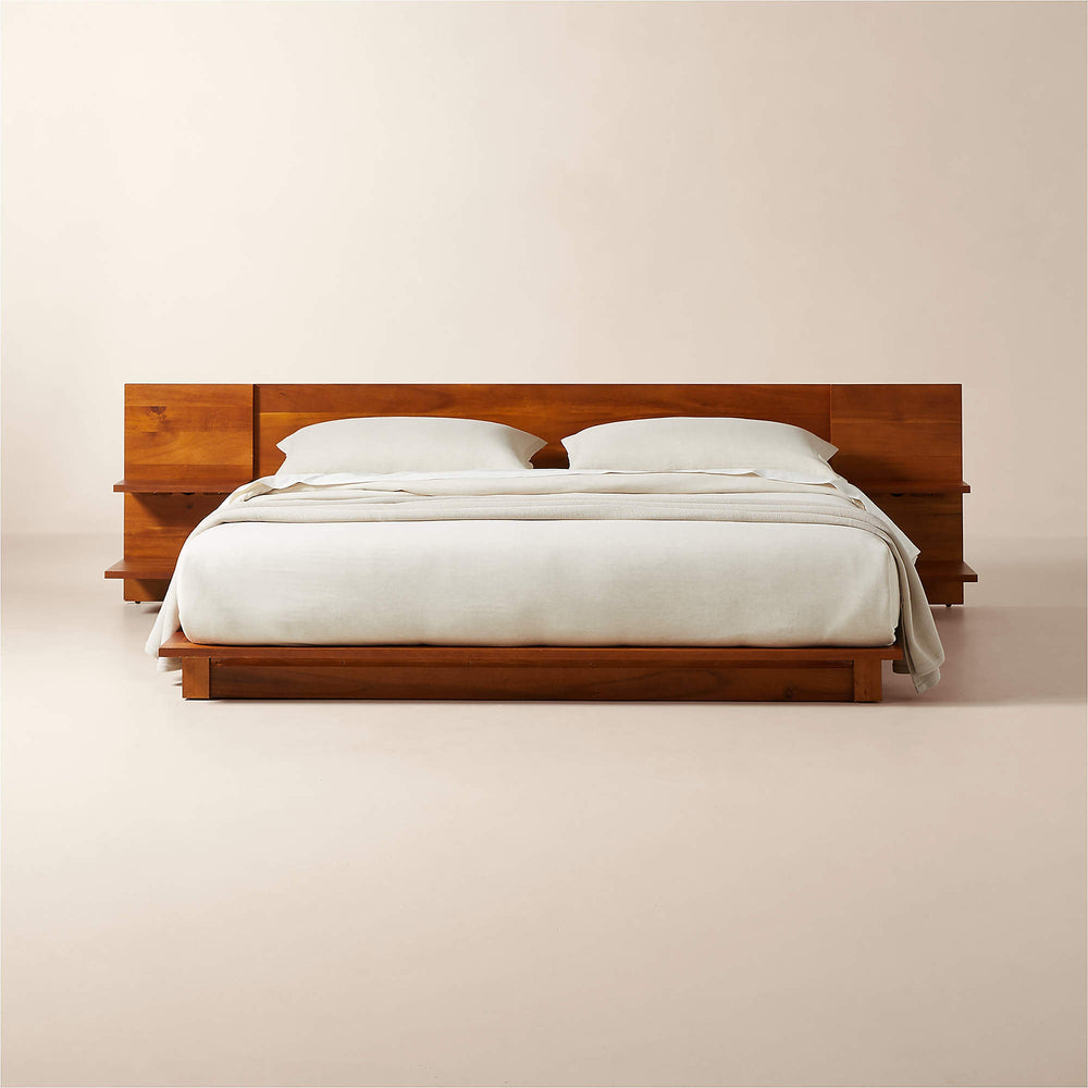 Andes Acacia Wood Platform Bed with Nightstands - From Where Finds - 