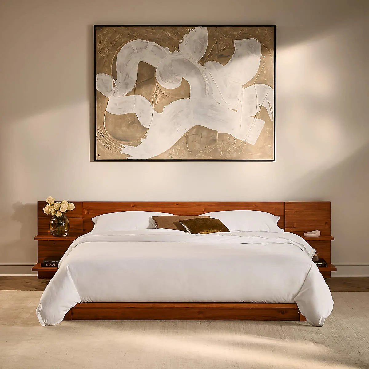 Andes Acacia Wood Platform Bed with Nightstands - From Where Finds - 