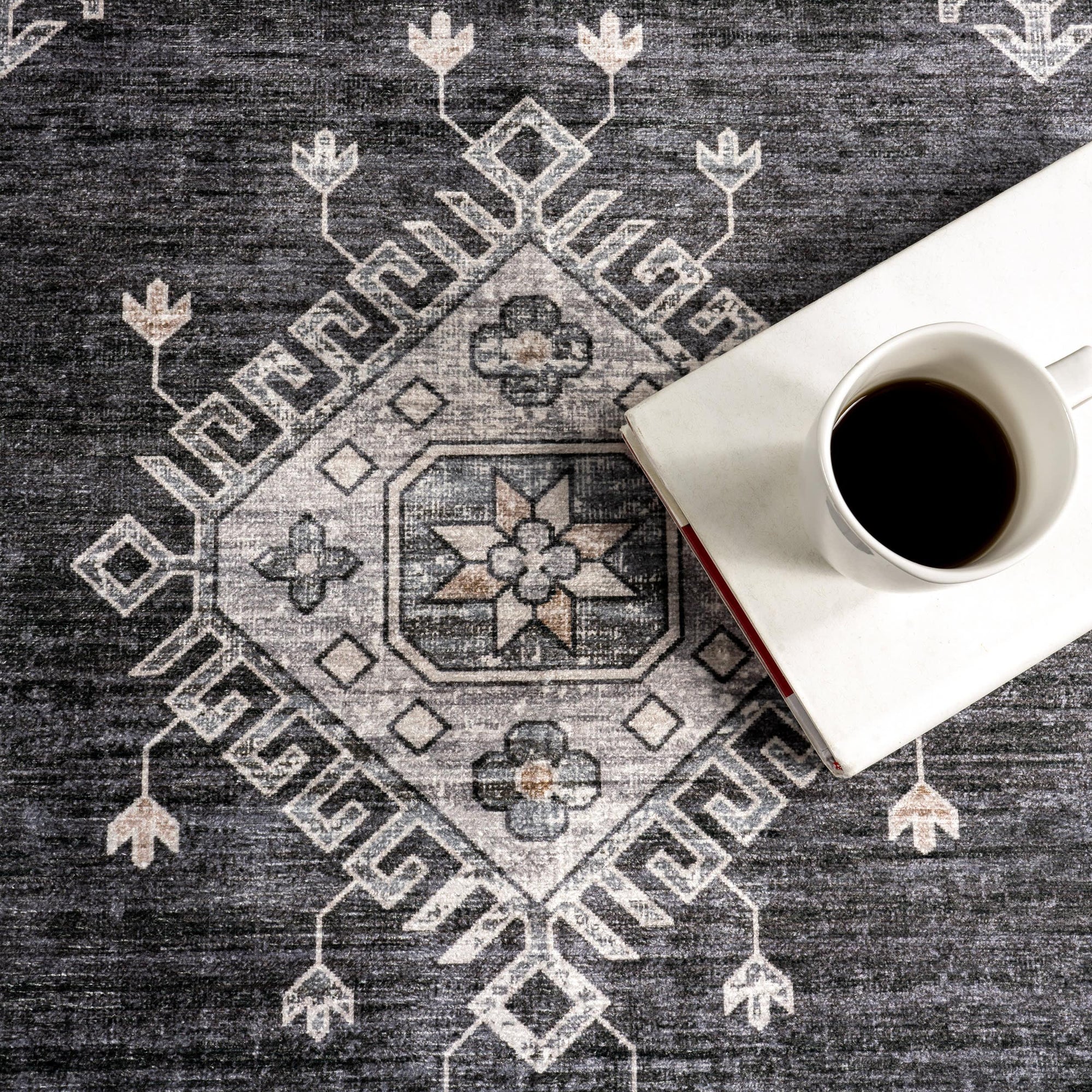 Andrea Bordered Spill Proof Washable Rug - From Where Finds - 
