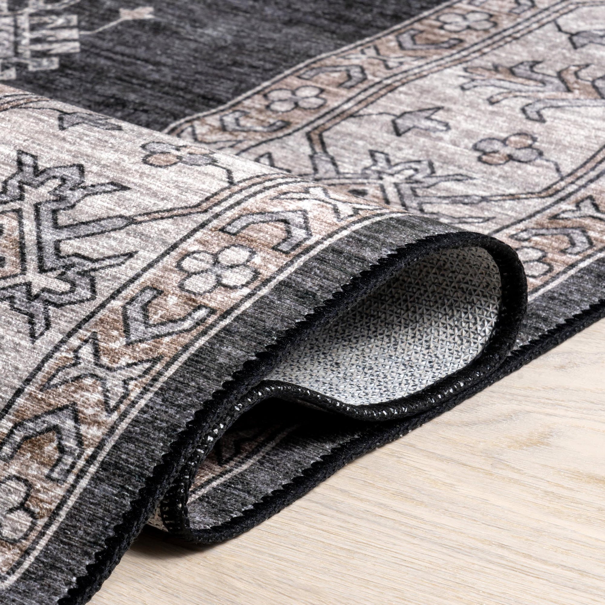 Andrea Bordered Spill Proof Washable Rug - From Where Finds - 