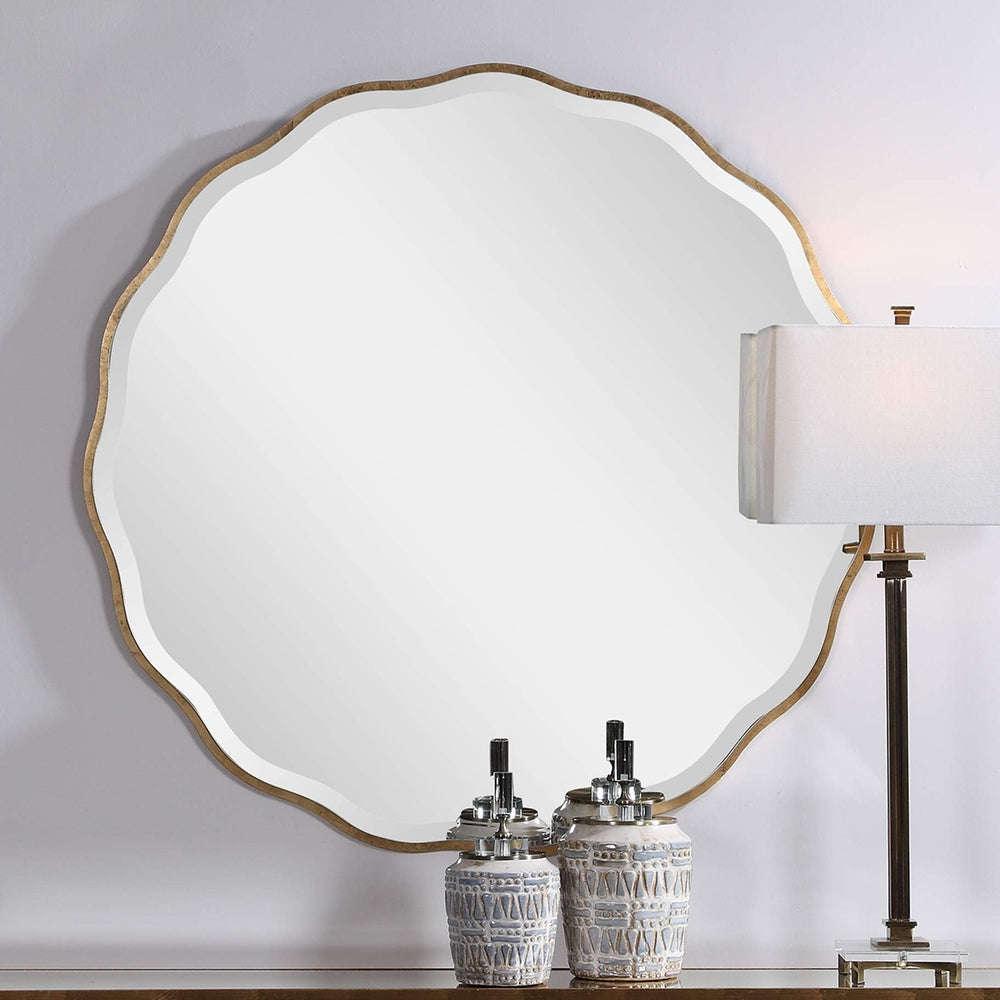 Aneta Aged Gold Scalloped Mirror - From Where Finds - 