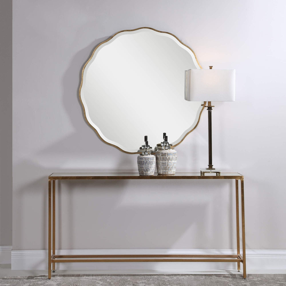 Aneta Aged Gold Scalloped Mirror - From Where Finds - 