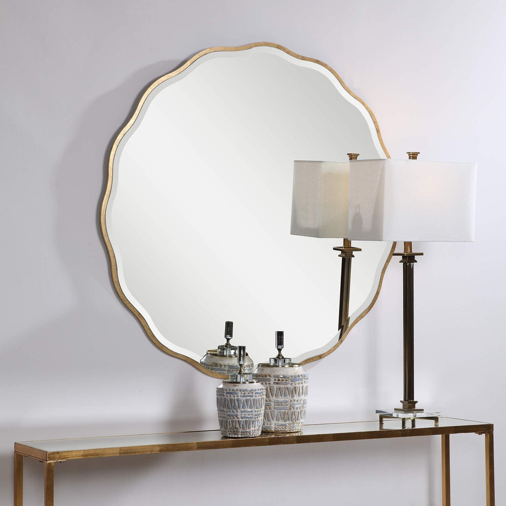 Aneta Aged Gold Scalloped Mirror - From Where Finds - 