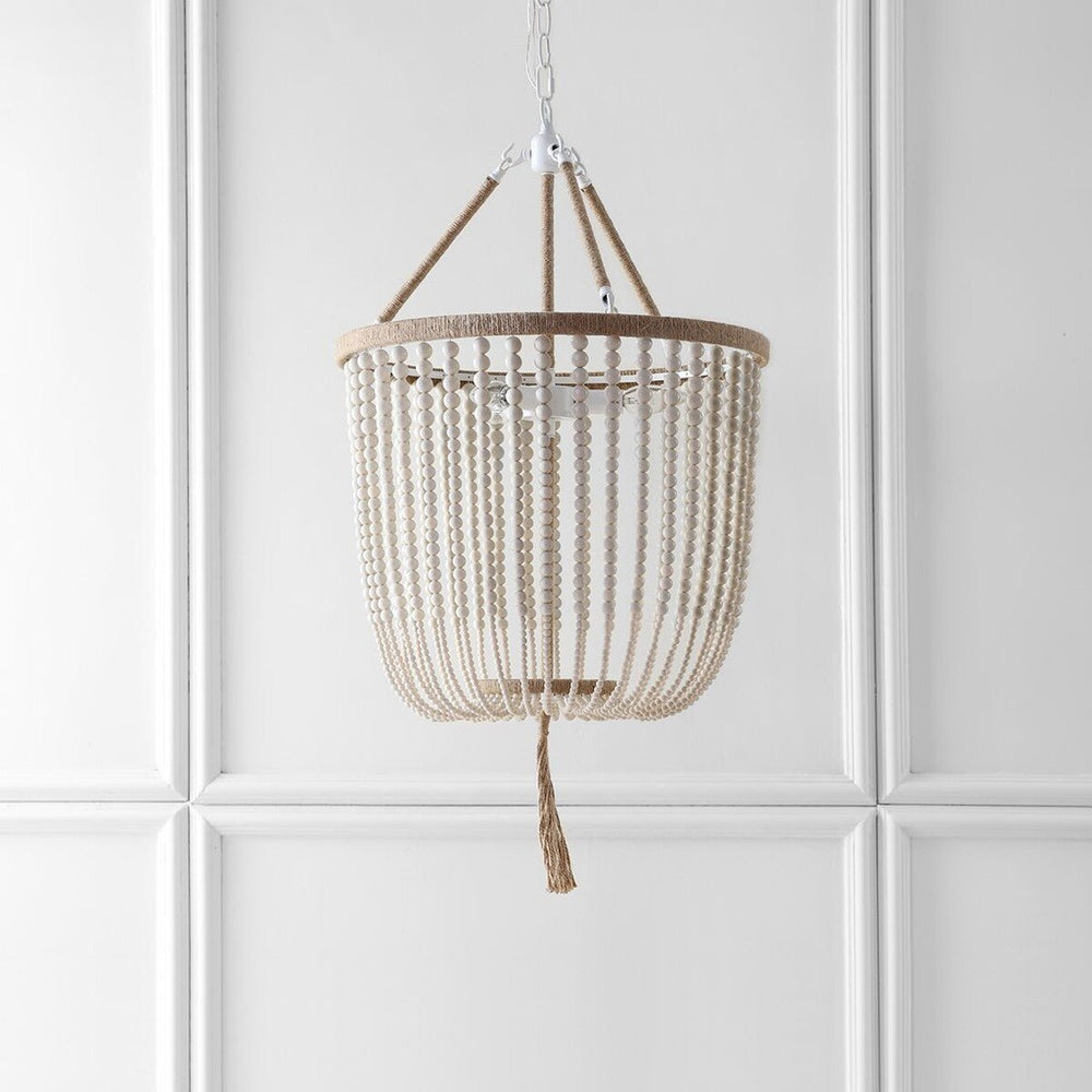 Angie 3 Light Cream Beaded Pendant Light - From Where Finds - 