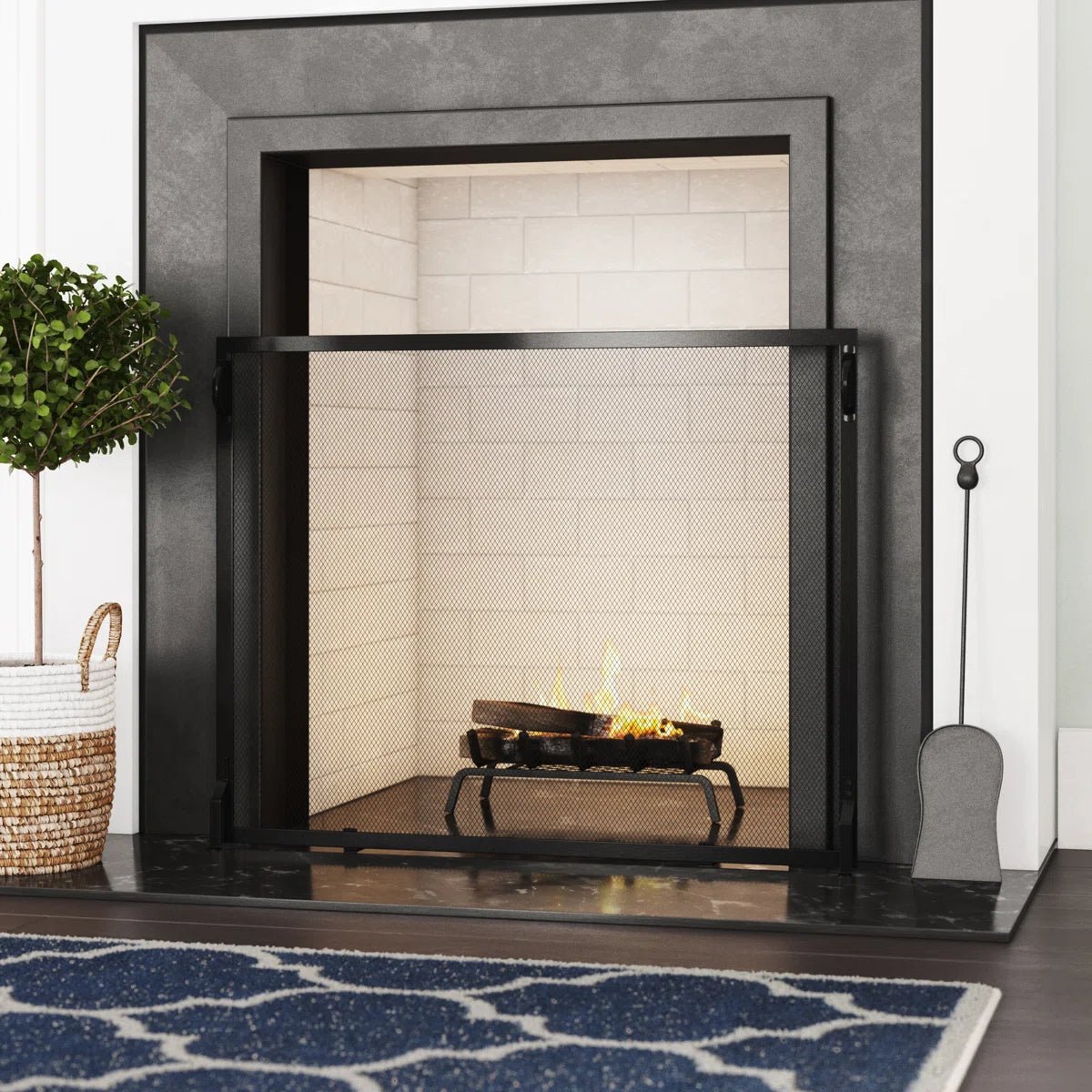 Anja Iron Fireplace Screen - From Where - 