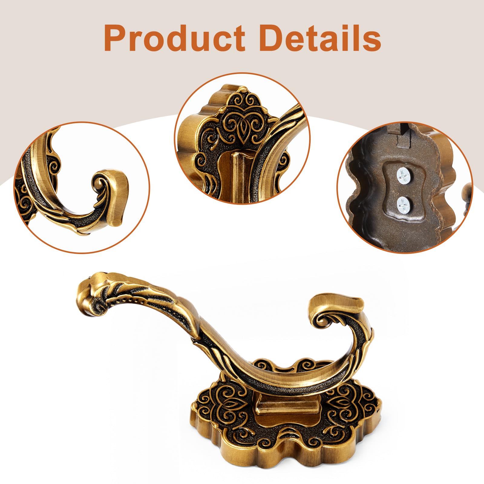 Antique Brass Wall Hooks (Set of 8) - From Where - 