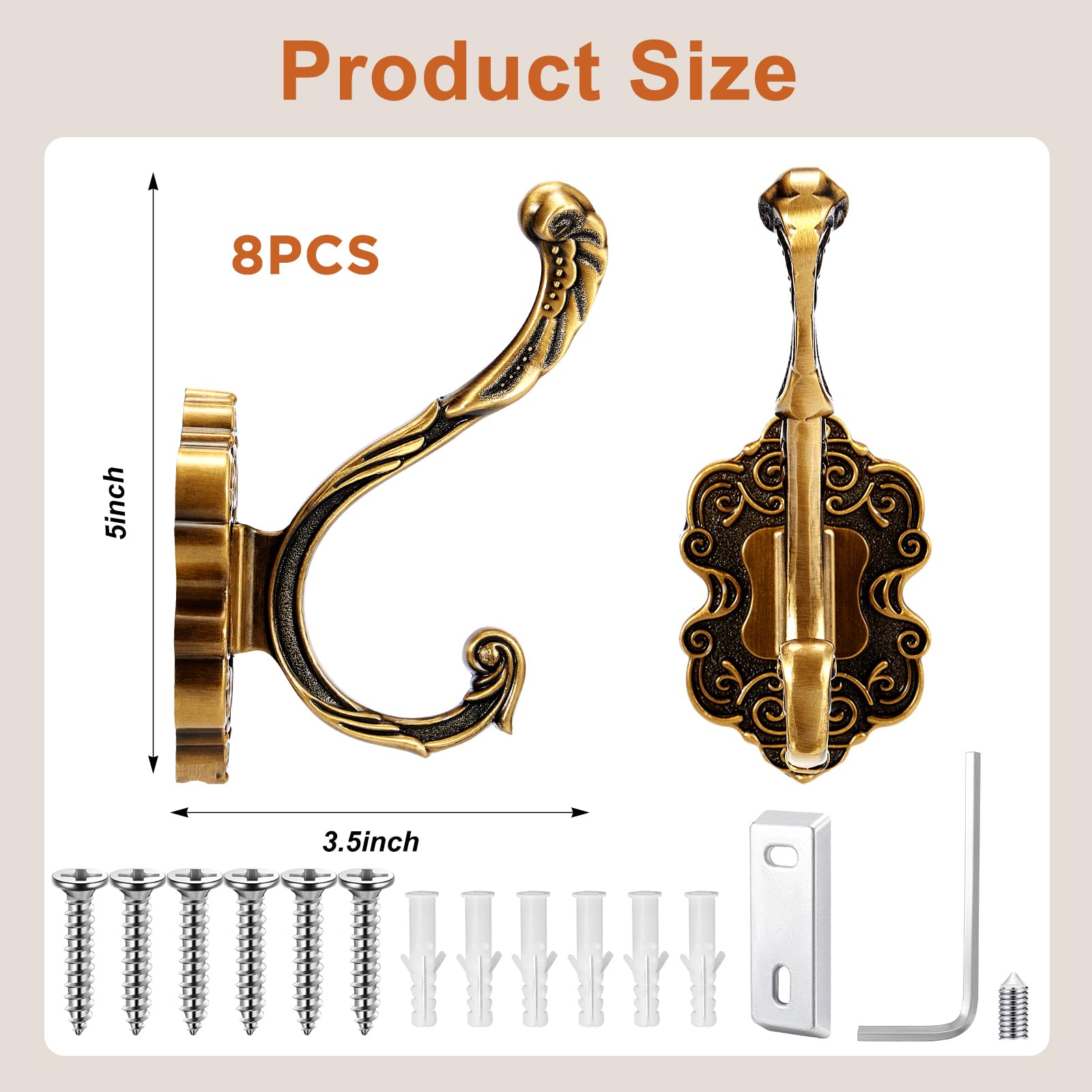 Antique Brass Wall Hooks (Set of 8) - From Where - 