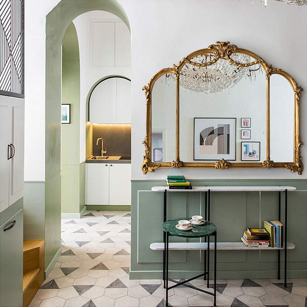 Antique Carved Tri - Fold Mirror - From Where - 