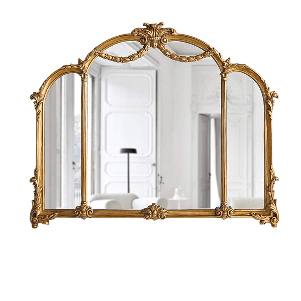 Antique Carved Tri - Fold Mirror - From Where - 