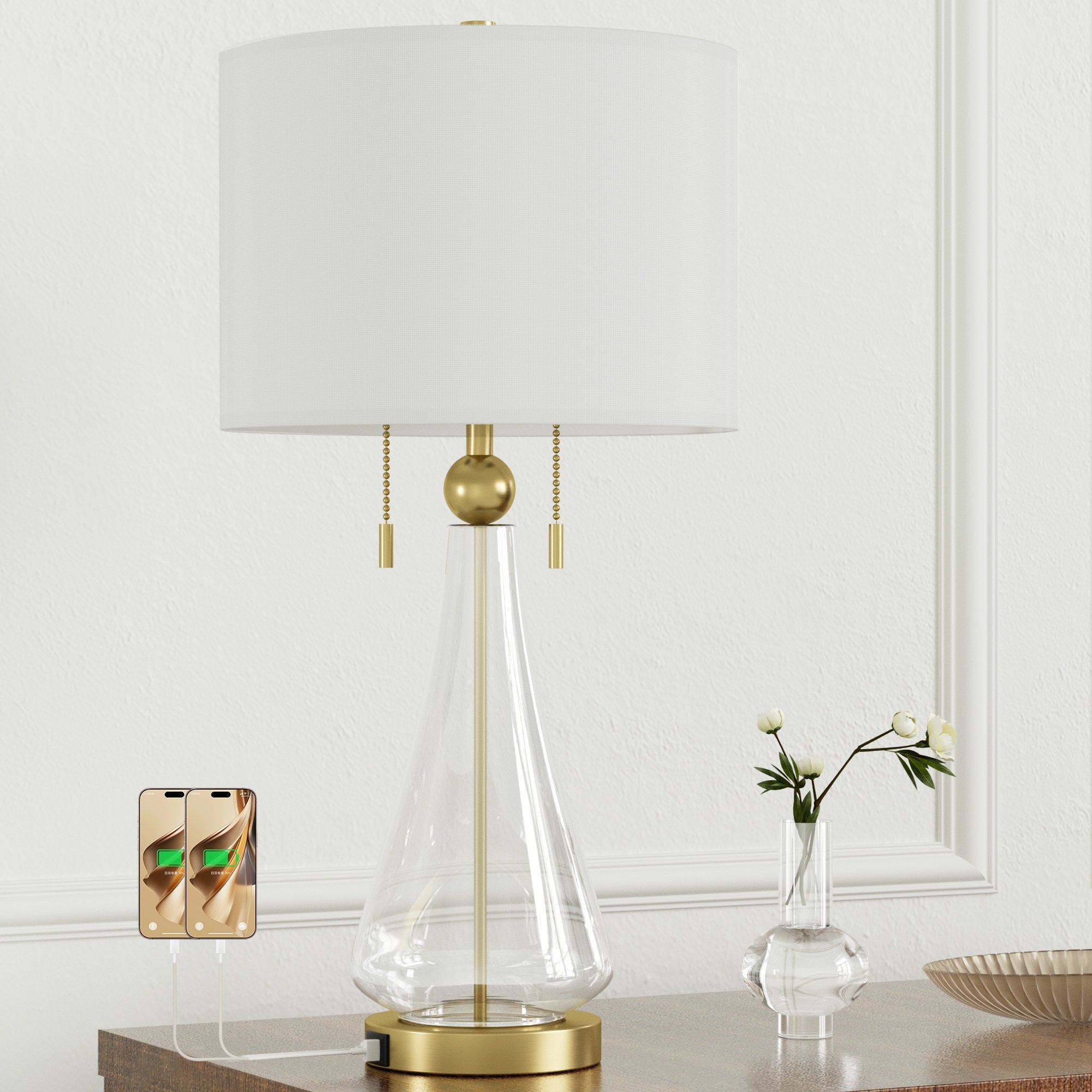 Antique Copper Metal Glass Desk Lamp - From Where - 
