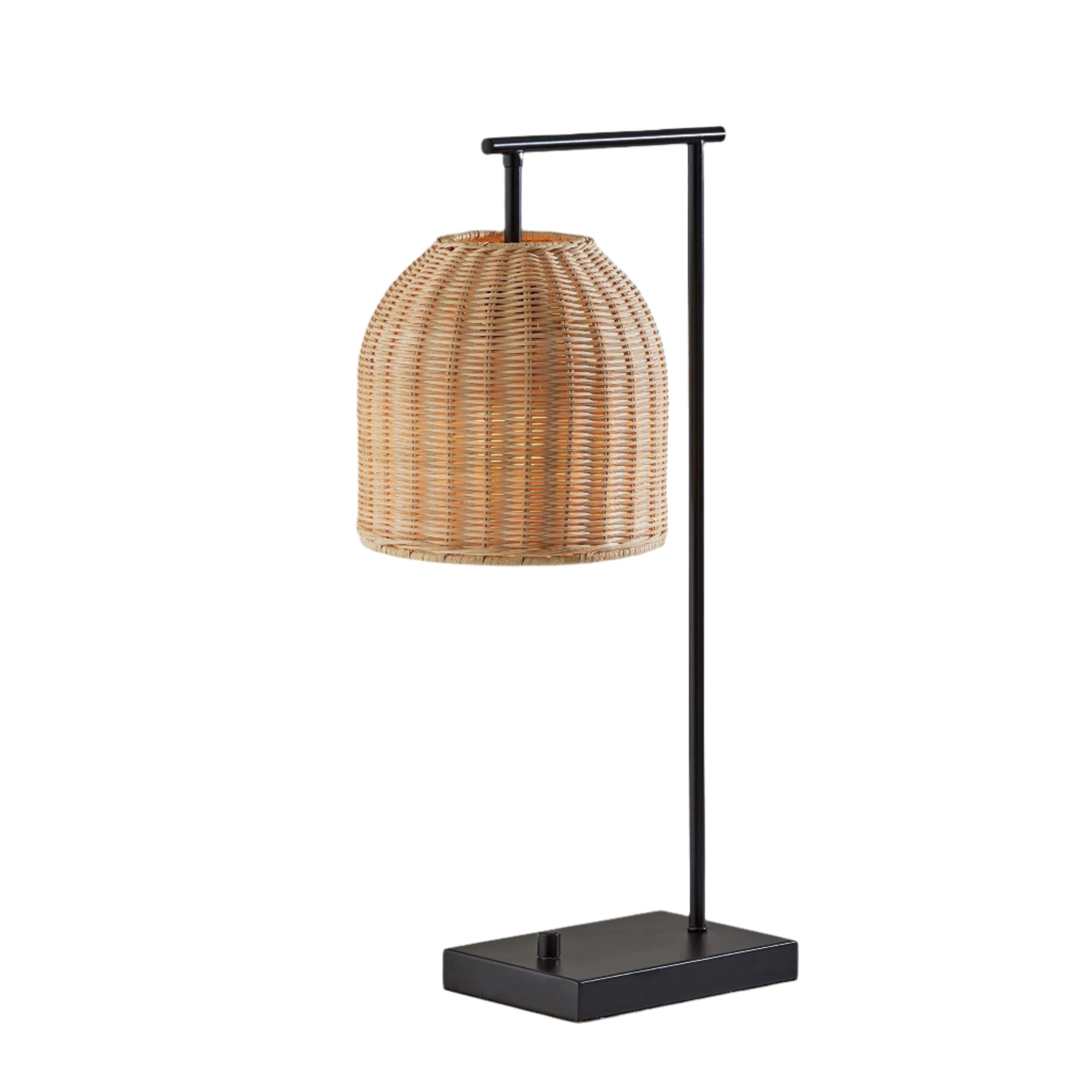 Antiqued Bronze and Rattan Table Lamp - From Where - 