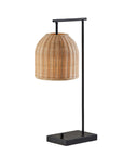 Antiqued Bronze and Rattan Table Lamp - From Where - 