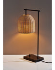 Antiqued Bronze and Rattan Table Lamp - From Where - 