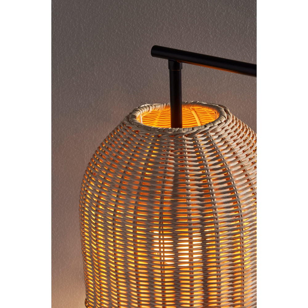 Antiqued Bronze and Rattan Table Lamp - From Where - 