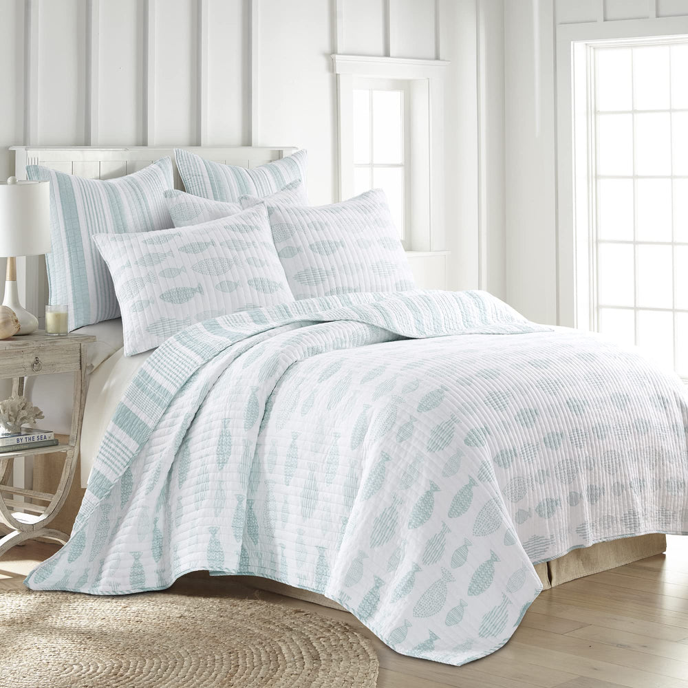 Aqua Breeze Full/Queen Quilt Set - From Where - 
