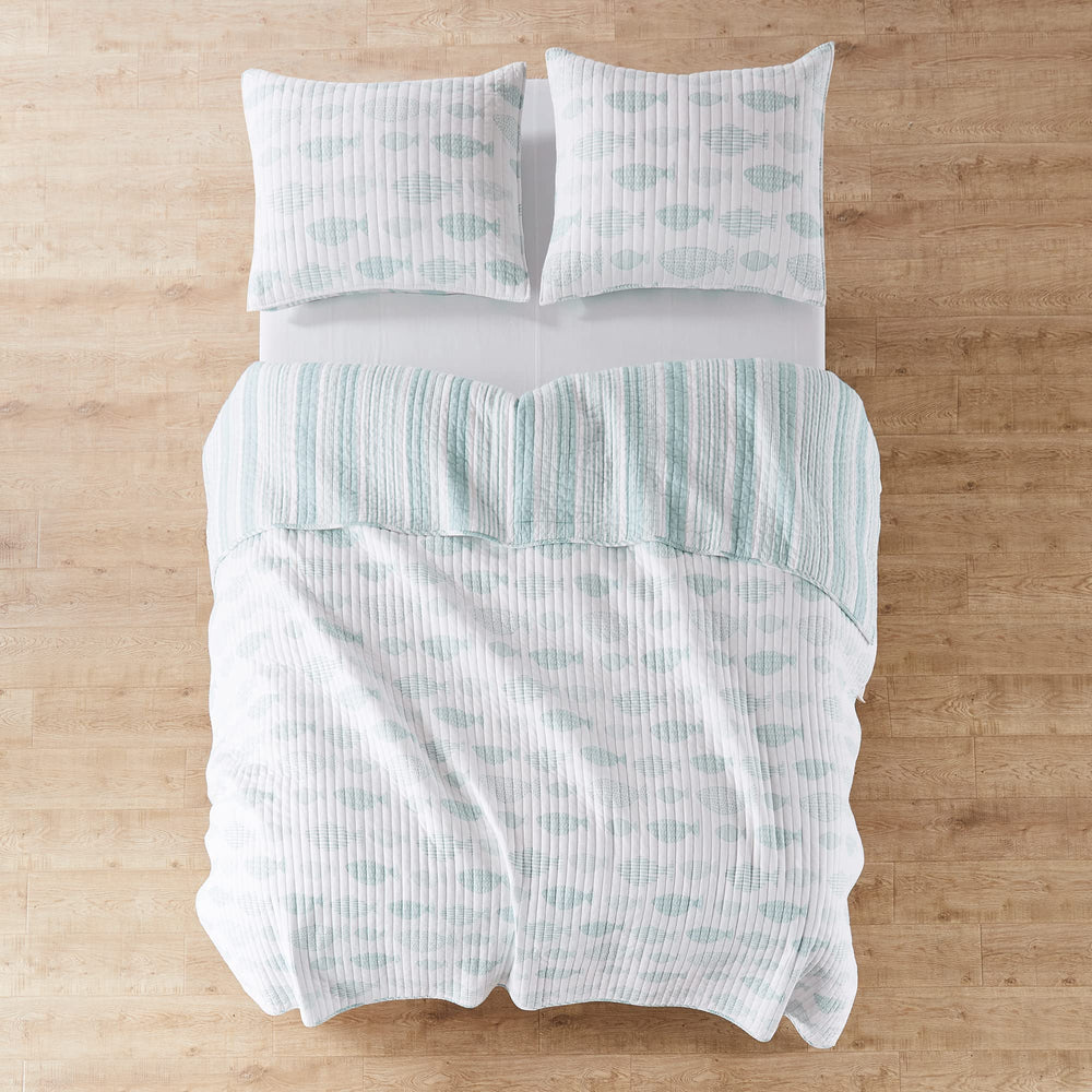 Aqua Breeze Full/Queen Quilt Set - From Where - 