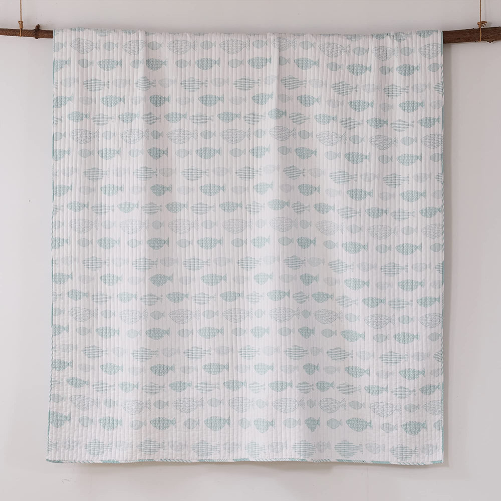 Aqua Breeze Full/Queen Quilt Set - From Where - 