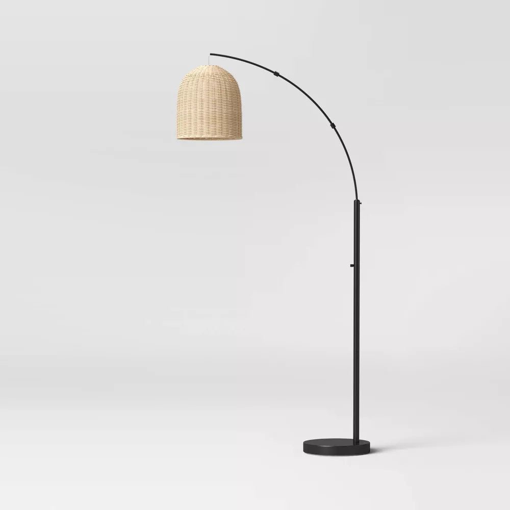 Arc Floor Lamp with Rattan Shade - From Where - 