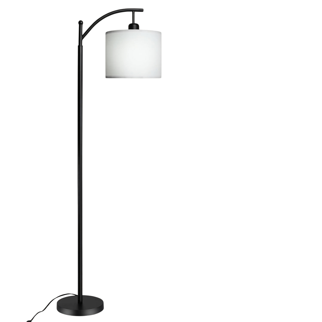 Arc Floor Standing Lamp with White Lampshade - From Where - 