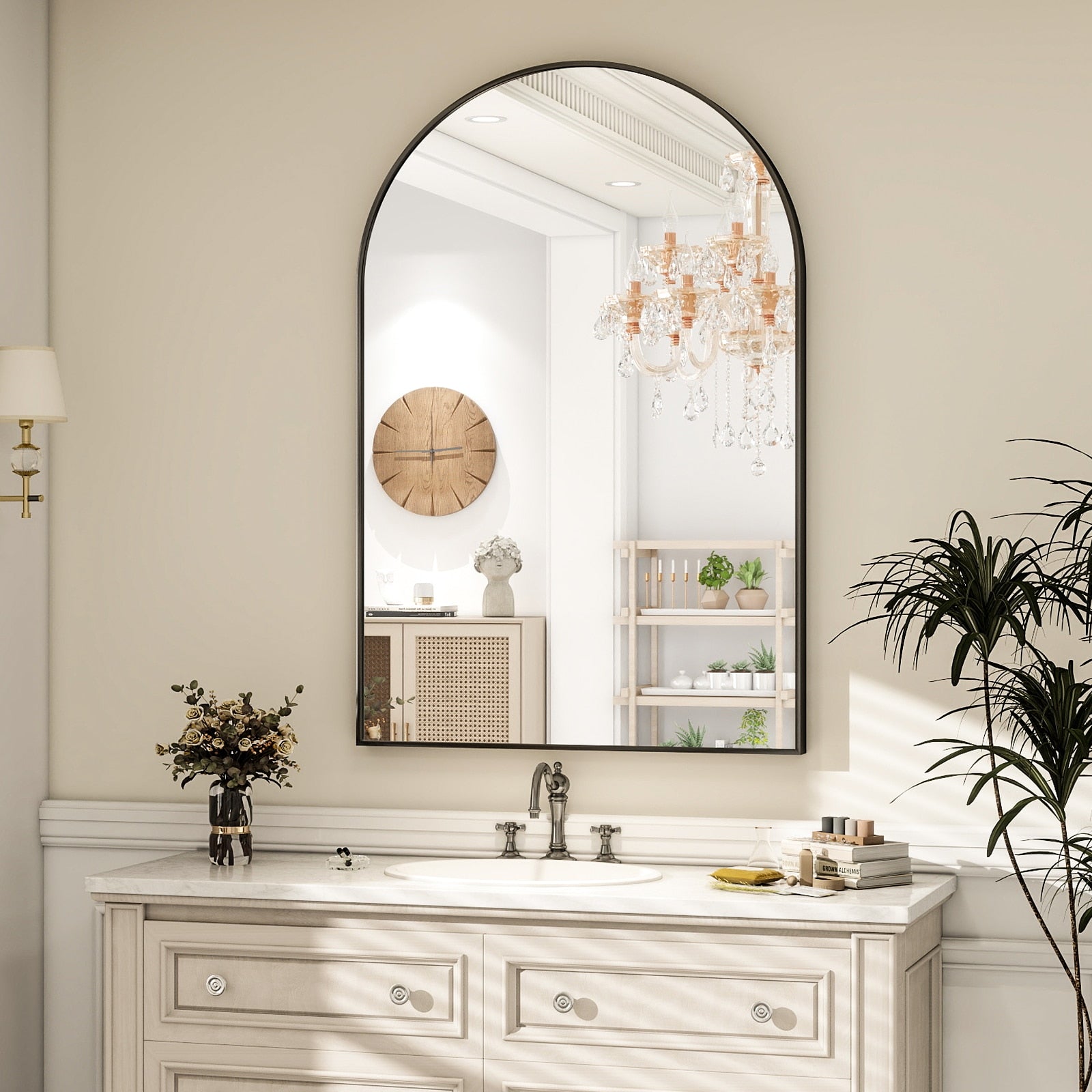 Arch Black Framed Wall Mirror - From Where - 