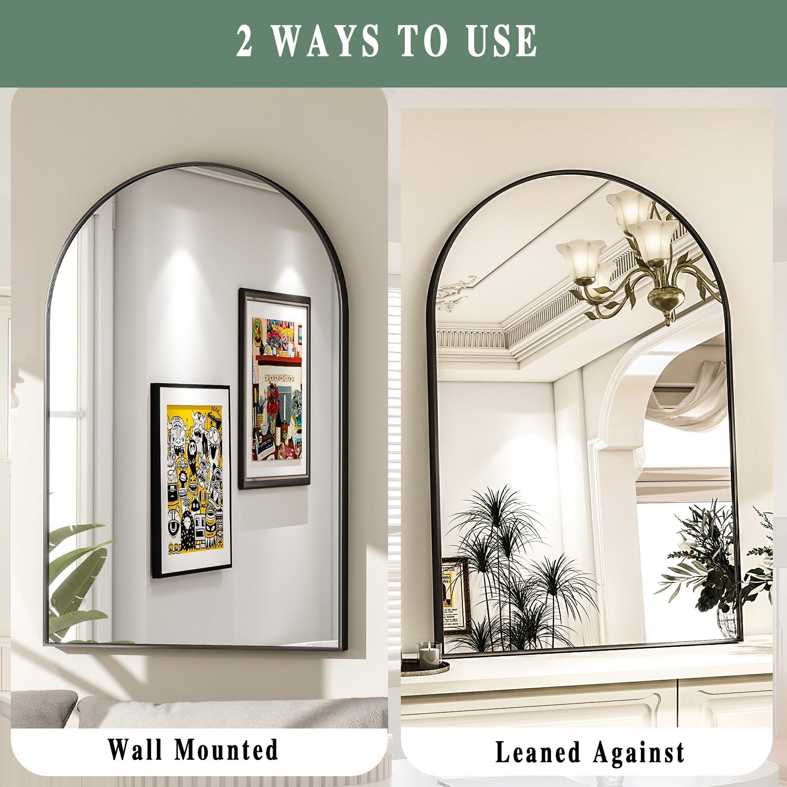Arch Black Framed Wall Mirror - From Where - 