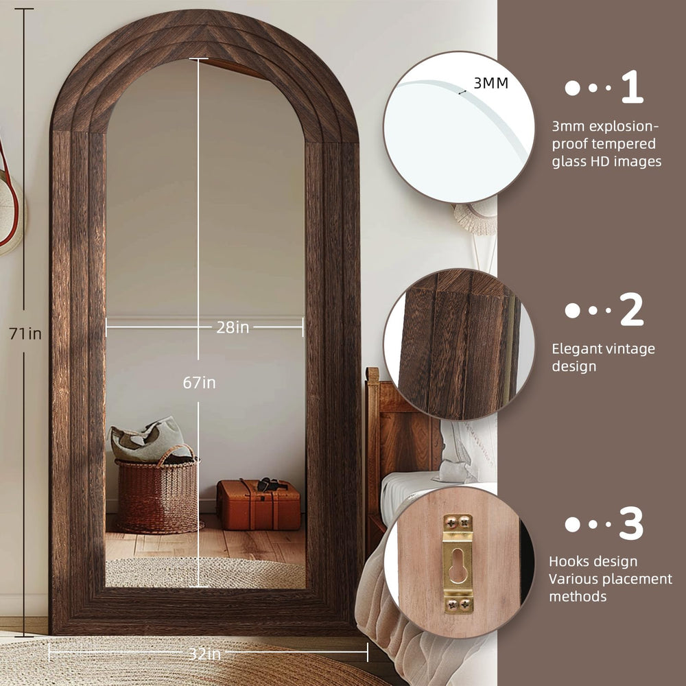 Arch Mirror with Solid Wood Frame - From Where - 