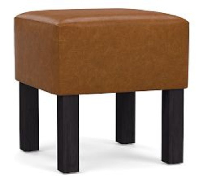 Arden Leather Stool with Wood Legs - From Where Finds - 