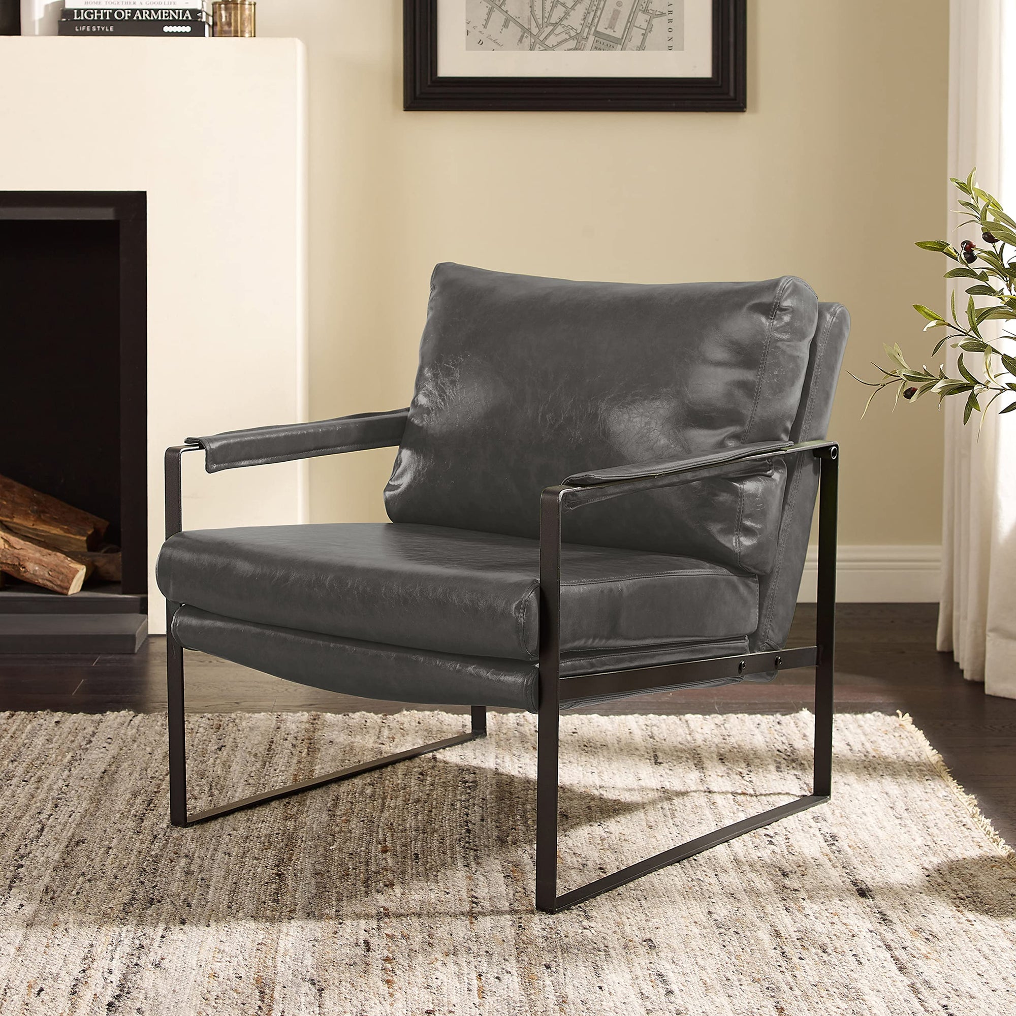 Armchair with Black Metal Legs - From Where - 