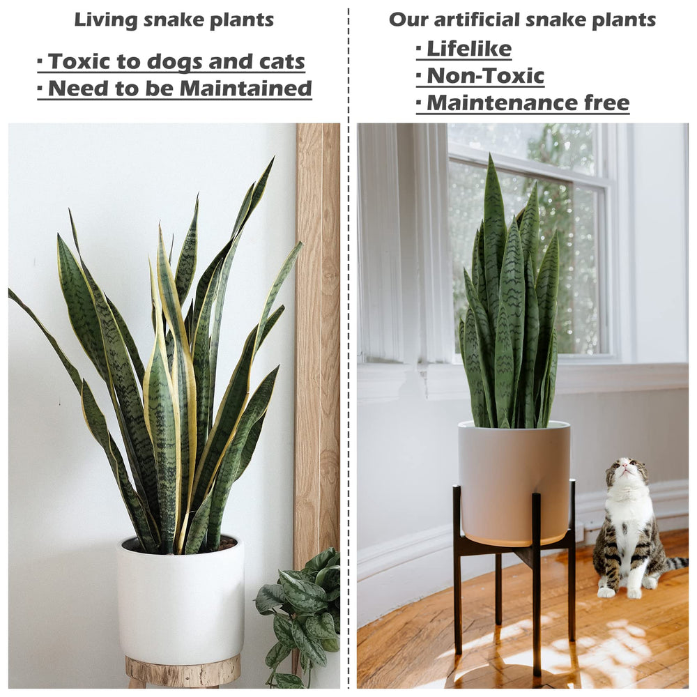 fake snake plant Worth Garden 3ft Artificial Snake Plant Fake Sansevieria Indoor Outdoor 28 Thick Leaves Lifelike Faux Silk Plant Home Decor Moth