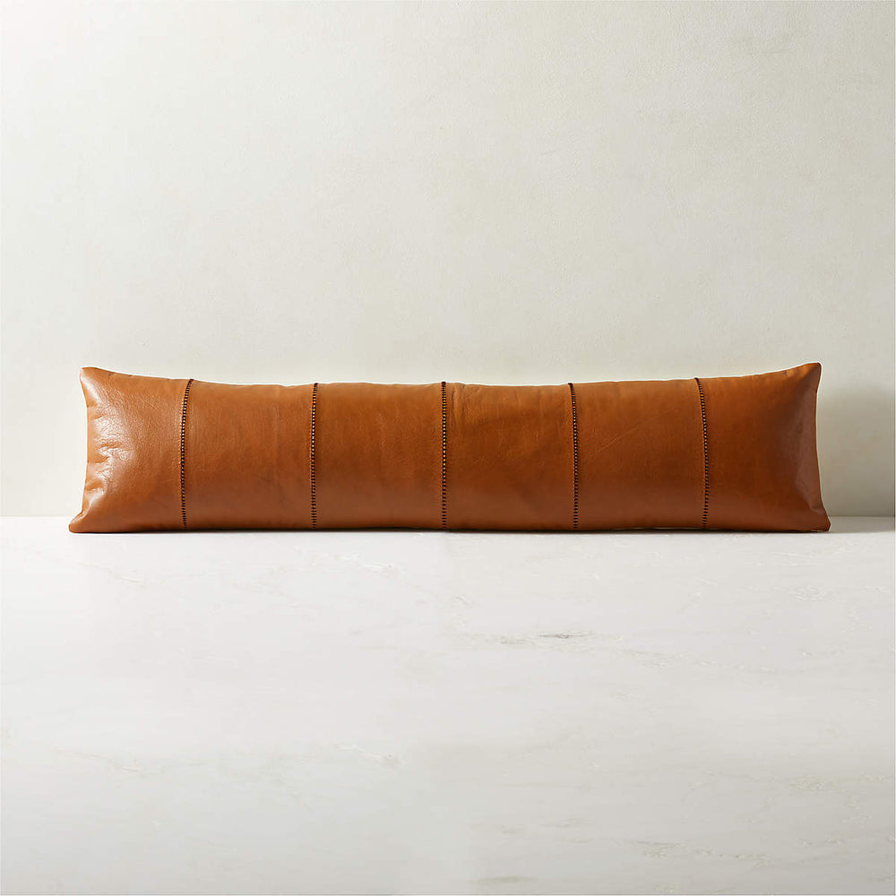 Artigo Brown Leather Lumbar Pillow - From Where -