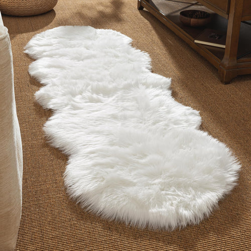 Ashler Faux Fur Rug, White Area Rugs, Fluffy Sheepskin Fur Rug, Fuzzy Ultra Soft 2 x 6 Ft Rugs, Machine Washable Shag Rug, Nursery Throw Rugs for Bed, Living, Kids Room - From Where - 