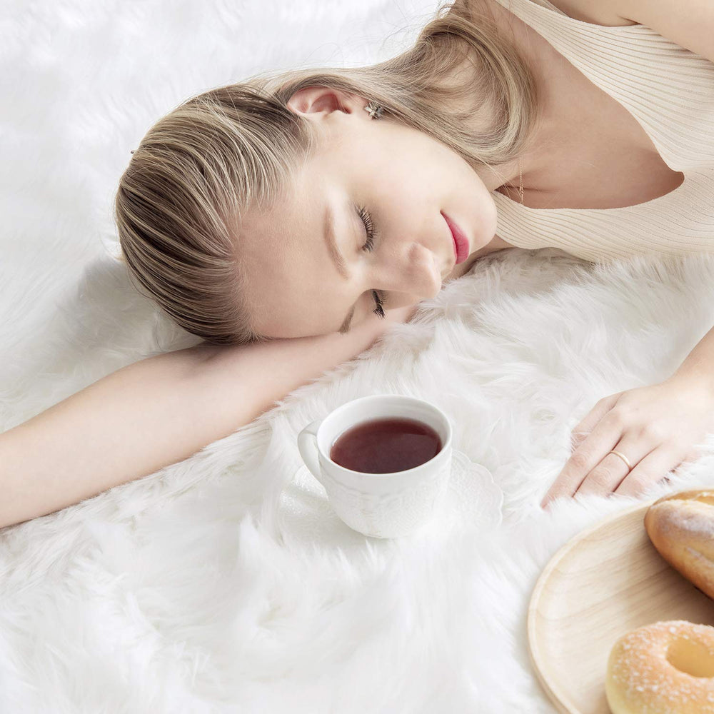 Ashler Faux Fur Rug, White Area Rugs, Fluffy Sheepskin Fur Rug, Fuzzy Ultra Soft 2 x 6 Ft Rugs, Machine Washable Shag Rug, Nursery Throw Rugs for Bed, Living, Kids Room - From Where - 