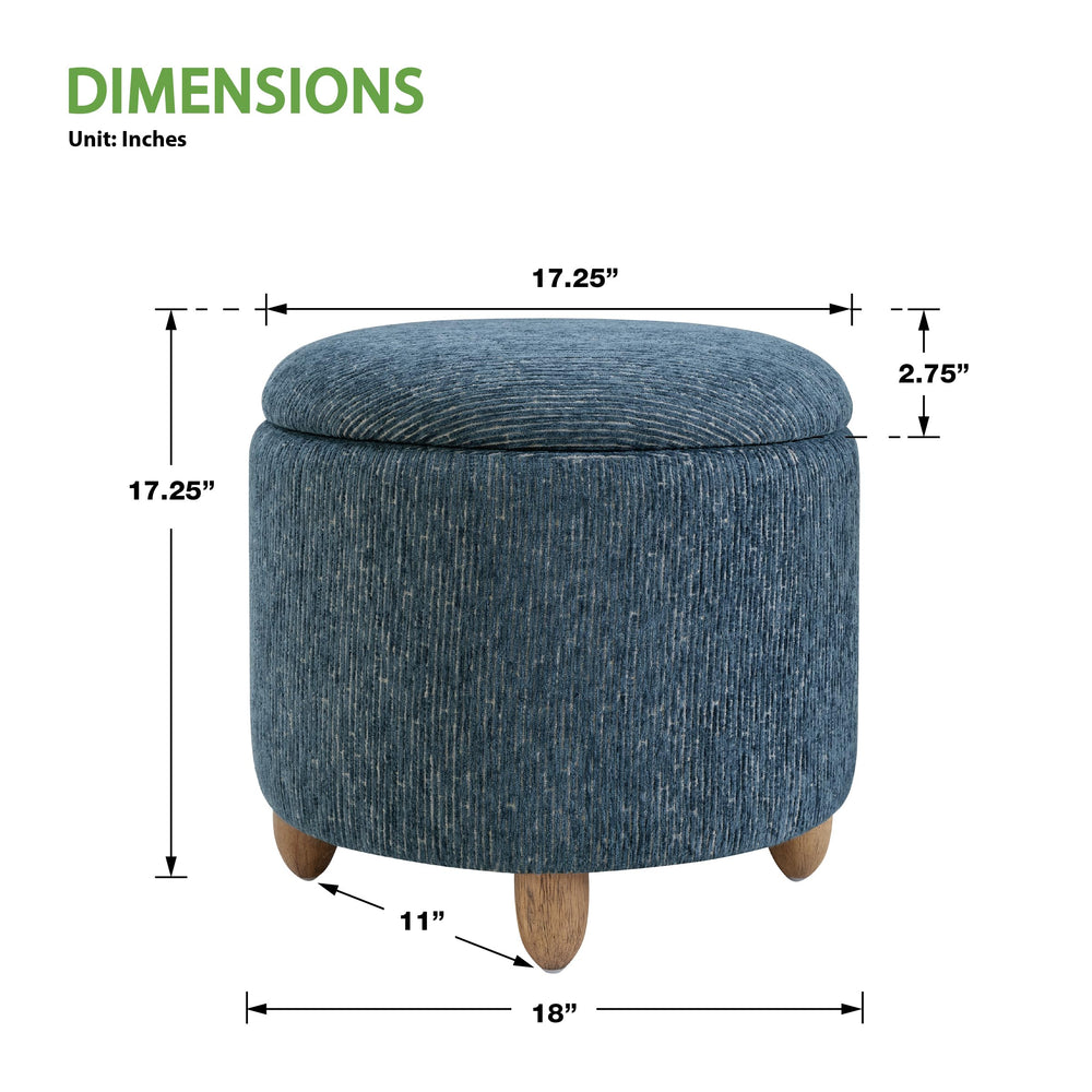 Atlantic Round Storage Ottoman - From Where Finds - 