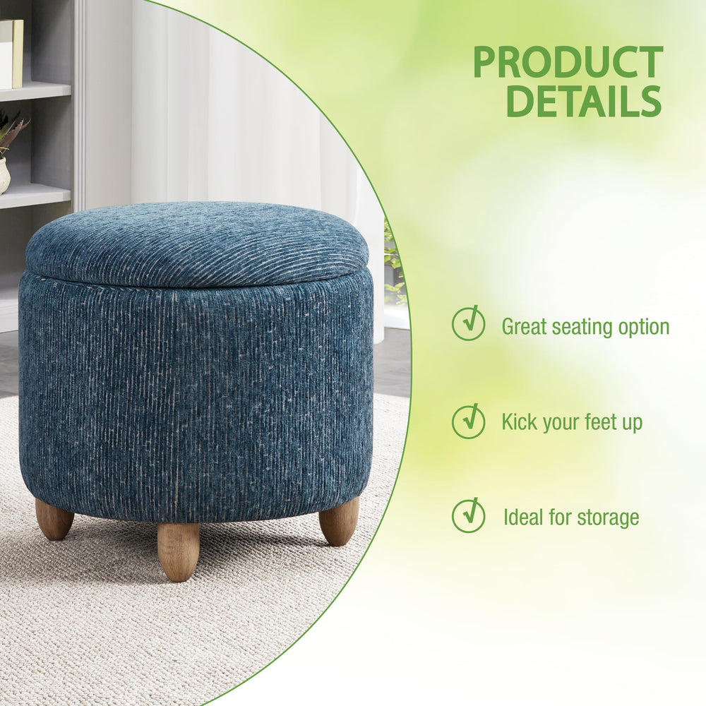 Atlantic Round Storage Ottoman - From Where Finds - 