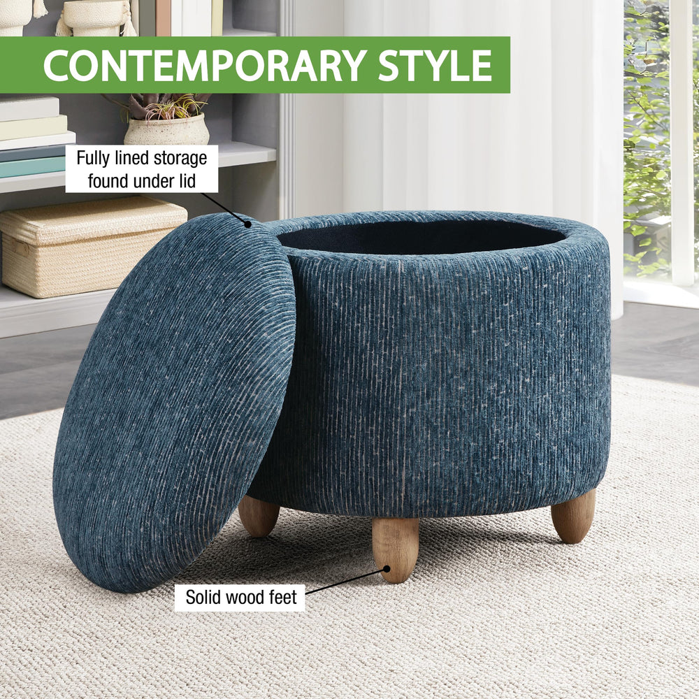 Atlantic Round Storage Ottoman - From Where Finds - 